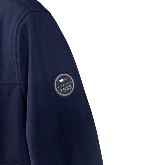 Tommy Hilfiger Mens M Womens L Navy Blue Zipper Hooded Jacket Logo Lined Preppy - Picture 9 of 16